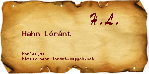 Hahn Lóránt névjegykártya